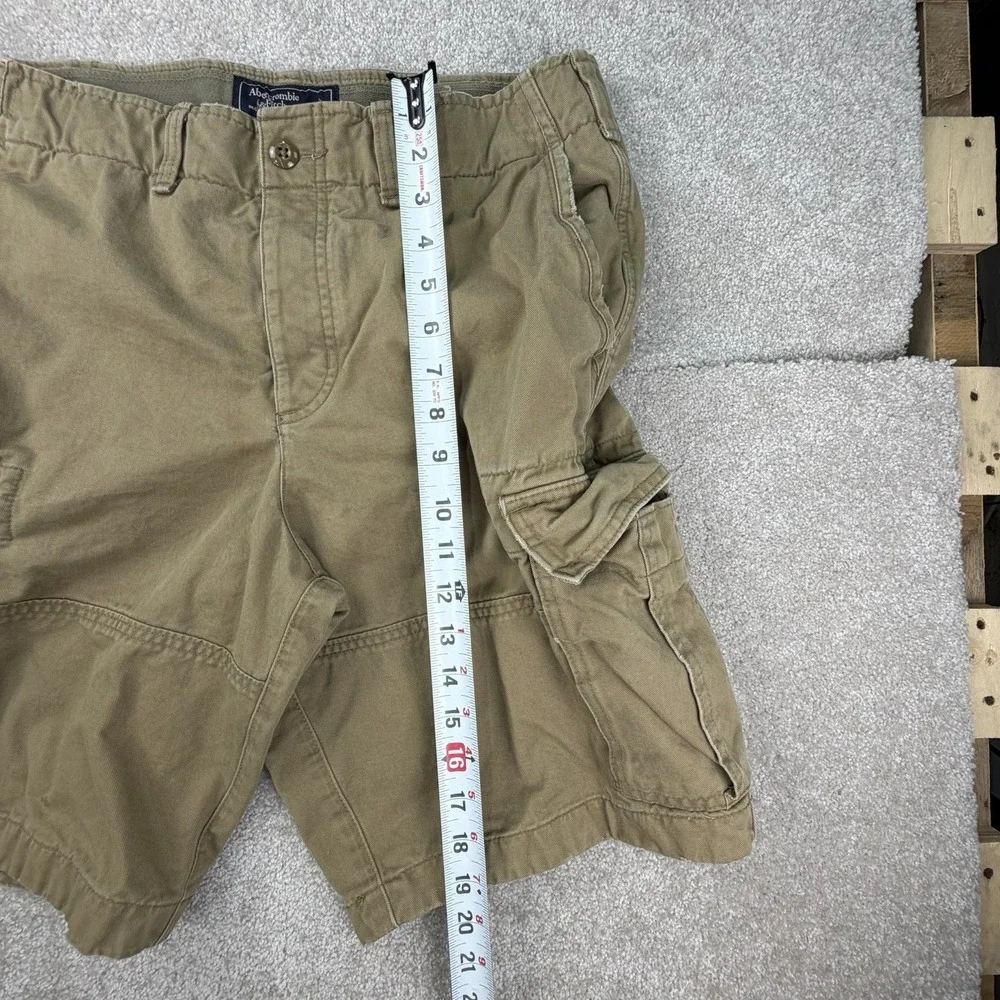 Abercrombie & Fitch Cargo Shorts‎ Mens 32 Button Fly Multi Pocket Distressed Tan